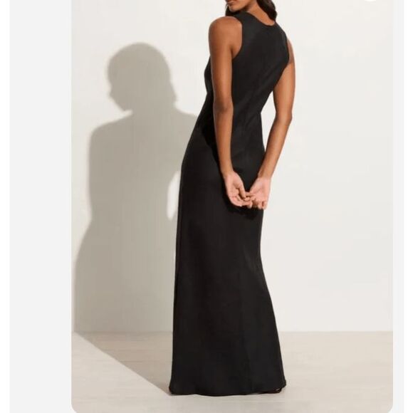 Faithfull the Brand Valenza Linen Maxi Dress Black Sleeveless Size 6 - Picture 2 of 15